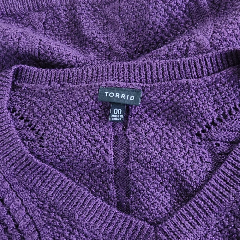 Torrid Purple Wool Blend Sparkle Sweater Size 00 M/L - Picture 3 of 3